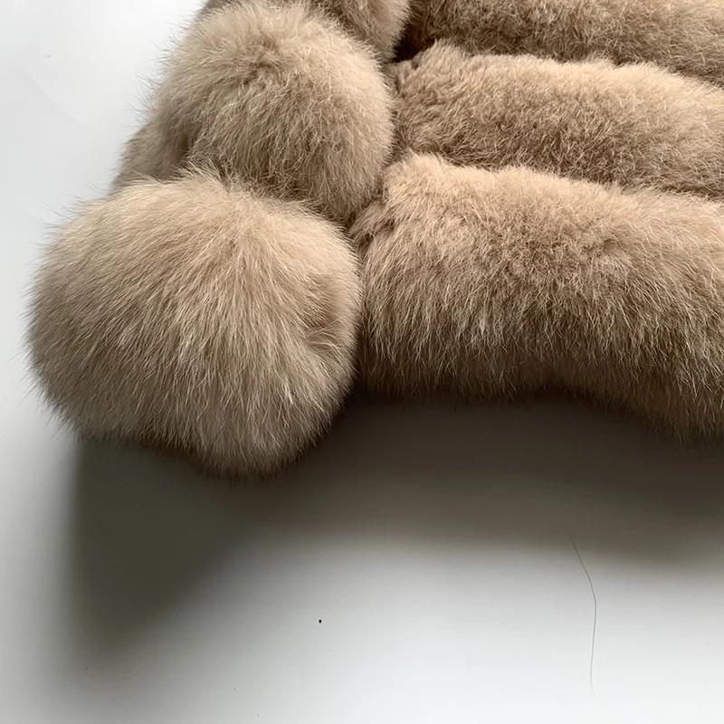 Rf1972 пальто из натурального Лисьего меха, короткая полосатая Меховая куртка, длинный рукав женщины, натуральный Лисий мех, пальто на заказ