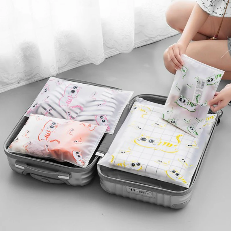 Travel Waterproof Storage Bag Set Cute Cat Clothing Underwear Shoes Wash Makeup Travel Storages Bag