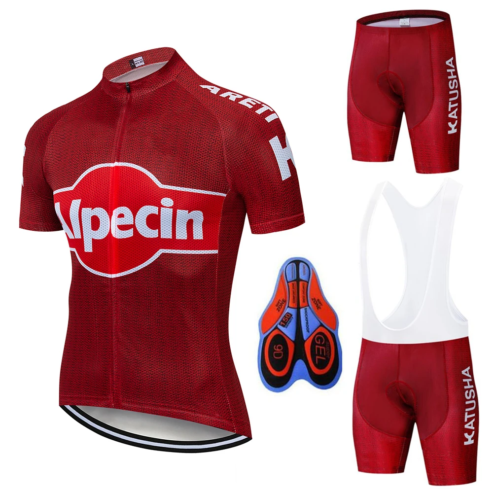 

KATUSHA 2019 Men Summer Cycling Set Uniform Maillot Ropa Ciclismo Jersey Bike Jersey Set Bike Bicycle Wear MTB gel pad Alpecin