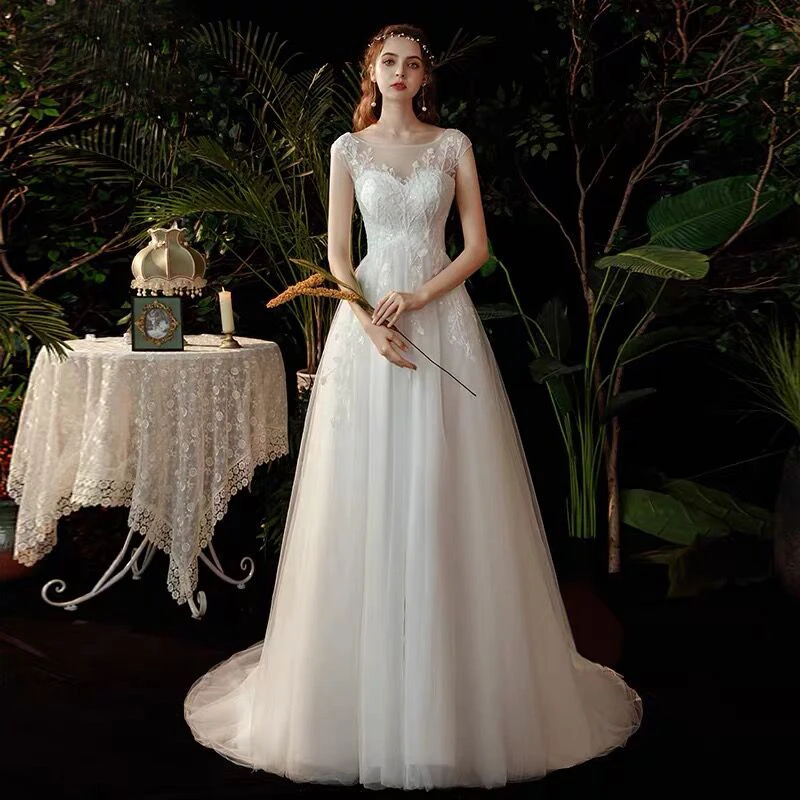 Boho robe de mariee vestido novia wedding dress longue Robe De Soiree simple robe de soiree bride to be gown lace robe 2