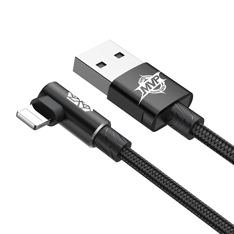Baseus USB кабель для передачи данных для iPhone Xs Max XR X 8 7 6 6s 5 5S SE быстрой зарядки Зарядное устройство для передачи данных кабель мобильного телефона Кабели для iPhone шнур - Цвет: Black