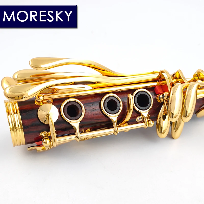 MORESKY Cocobolo Wood Professional Clarinet Bb Redwood Golden Plated Keys Sib Klarnet M9&middot;ES
