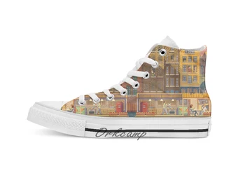 

Scene # 38 The Boathouse' Custom Casual High Top lace-up Canvas shoes sneakers Drop shipping