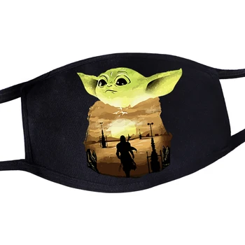 

Movie Star Wars Kawaii Mandalorian Yoda Print Fashion Funny Graphic Mask Washable Reusable Protective Mask Unisex Anti Dust Mask