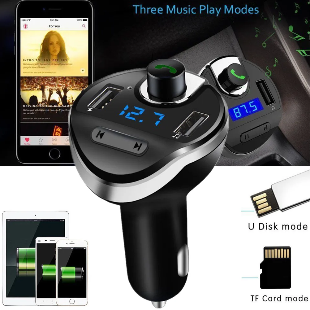 Bluetooth fm-передатчик для автомобиля Hands free In-Car fm-радио адаптер автомобильный комплект с USB зарядным устройством Определение напряжения для телефонов