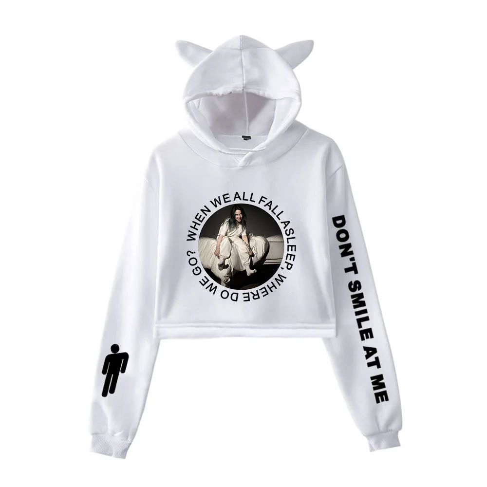 Красивая и элегантная женская толстовка Billie eilish с капюшоном и кошачьими ушками от производителя, прямые продажи