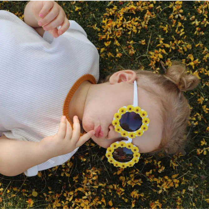 ZAOLIHU Flower Kids Sunglasses Small Round Handmade Diamond Eyewear Summer Beach Eyewear Children Party Eyeglasses Gafas