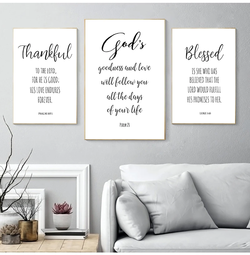 Bible Verse Typography Christian Wall Art Canvas Painting Scripture God Quote Posters and Prints Pictures Living Room Home Decor