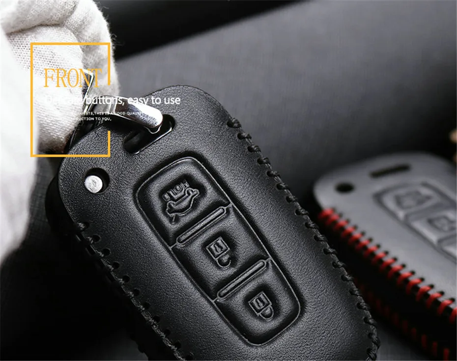 Чехол для автомобильного ключа из натуральной кожи для hyundai IX35 Elantra Sonata Veloster Accent Solaris IX25, аксессуары, чехол для брелока