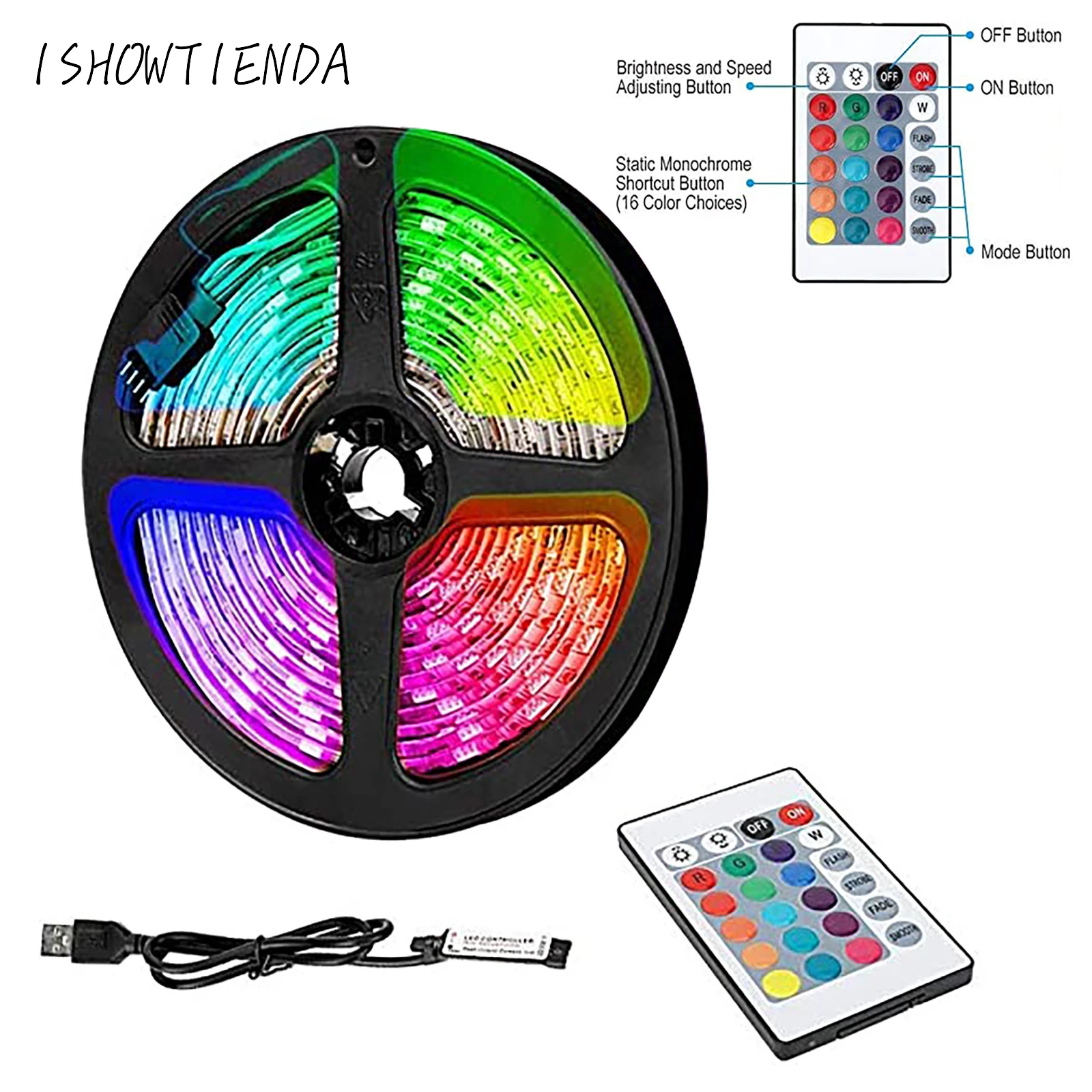 LED Strip With Plug With Multi color Light 5050 Flexible LED Strip  1/2/3/4/5m Luminous Toys Aircraft Remote Control|LED Strips| - AliExpress
