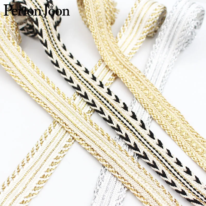 10 Yard 20mm Wide Brand Webbing Skirt Robe Clothing Shoes Hat and Bags Home Decoration Lace Gold Silver Woven ZD0308
