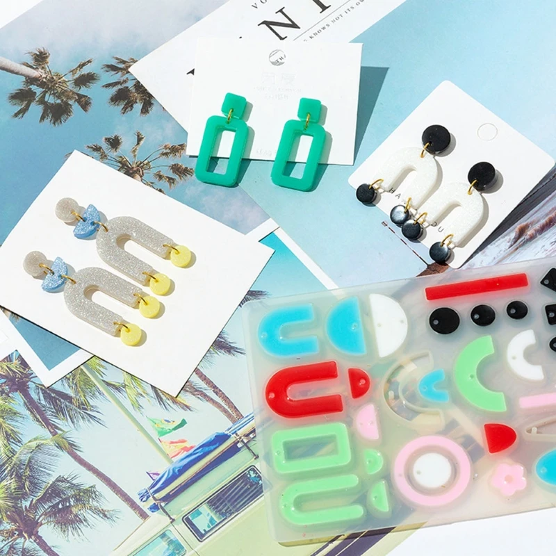 

DIY Crafts Crystal Epoxy Resin Mold Earring Ear Pendant Casting Silicone Mould