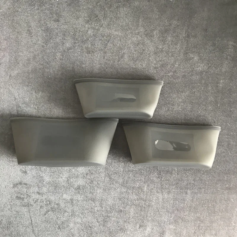 3pcs-Gray-Bowl Многоразовая силиконовая пищевая сумка на молнии мешки для упаковки контейнеров для хранения набор морозильной камеры упаковка для фруктов кухонный Органайзер аксессуары - Цвет: 3pcs-Gray-Bowl