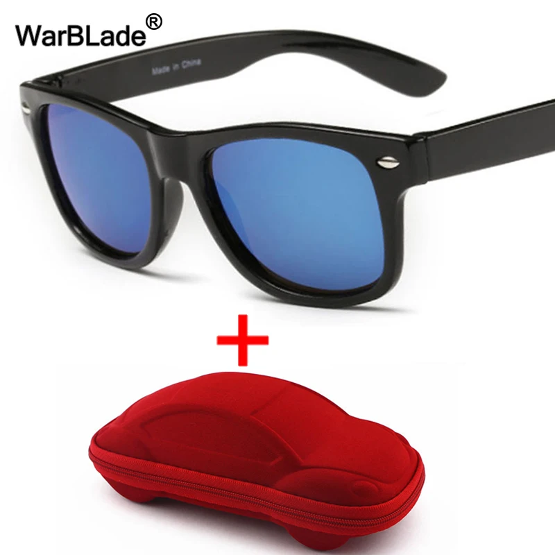 black blue redcase WarBLade крутые детские солнцезащитные очки, детские солнцезащитные очки с защитой от ультрафиолета для мальчиков и девочек, детские очки с покрытием, линзы с защитой от ультрафиолета 400, чехол - Цвет линз: black blue redcase