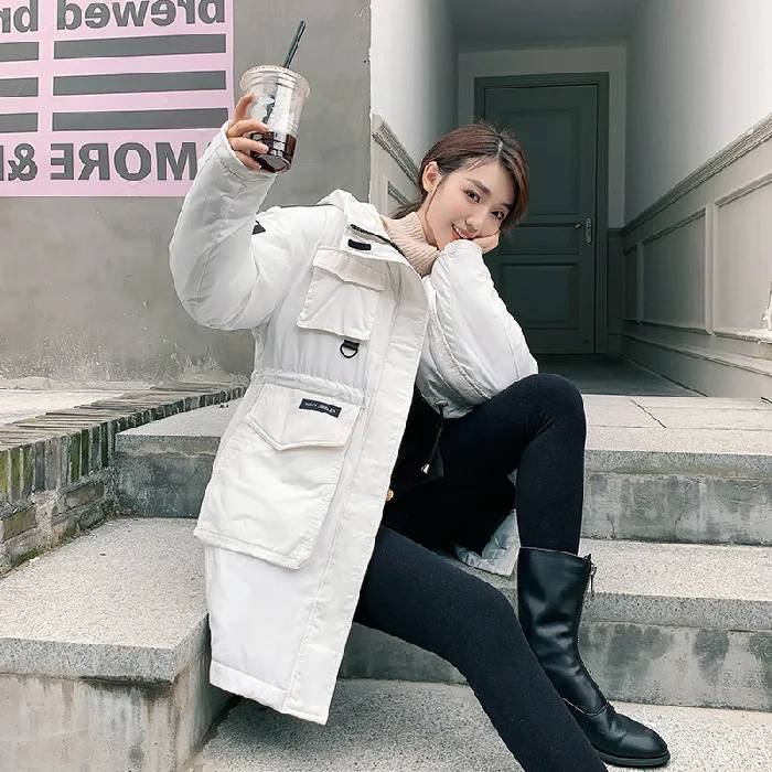

Photo Shoot 19 New Style Autumn & Winter Down Jacket Women's Mid-length Loose-Fit BF down Coat Army Workwear Cotton Overcoat Onl