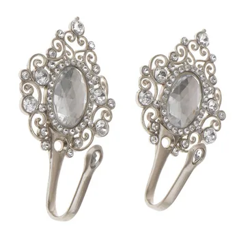 

2 Piece Luxury Shiny Curtain Hanger Tieback Wall Mounted Hook Tassel Hook Hat Coat Clothes Bag Hanger Holder Home Hotel Decorati