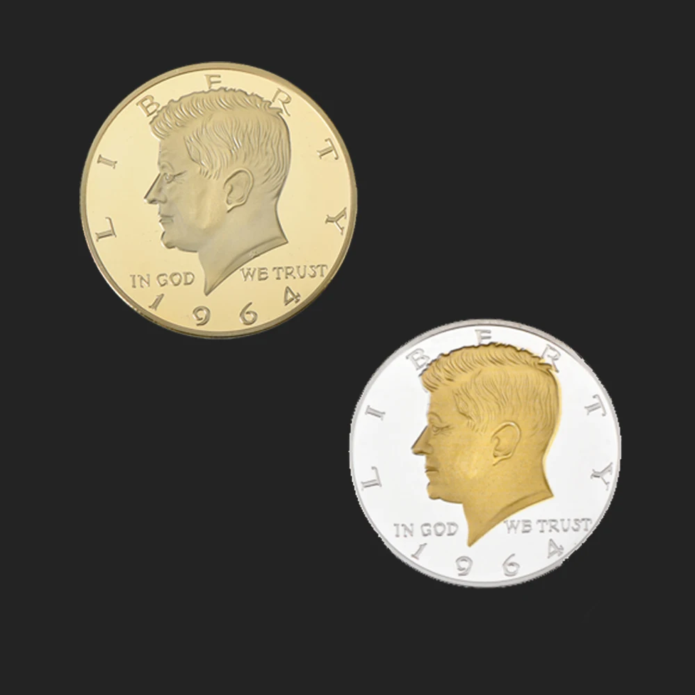 2 Coin RH 1964 35th presiders посеребренные золотые памятные монеты Джон фитцджералд Кеннеди коллекционные вещи для деловых подарков - Цвет: 2 Coin