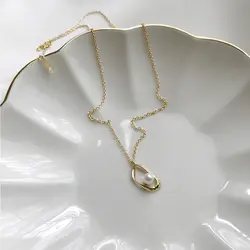 DAIWUJAN Персонализированная Милая подвеска неправильной формы ожерелье золотого цвета 925 стерлингового серебра жемчужное колье ювелирные