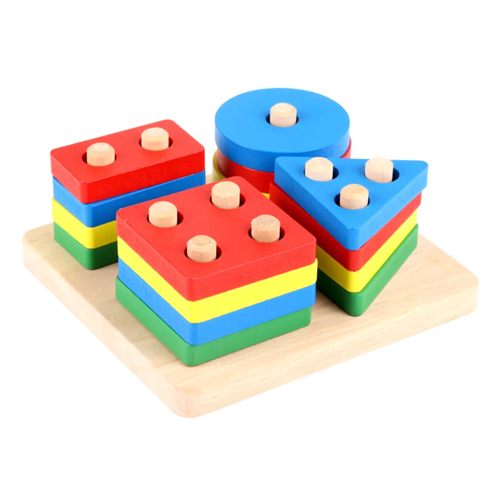 

Children Sorter Colorful Color Recognition Educational Kids Block Development Stack Gift Toy Geometric Board Shape Wooden