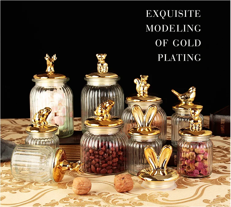 

ins Electroplating ceramic glass sealed tank storage tank snack tank kitchen storage tank storage containers