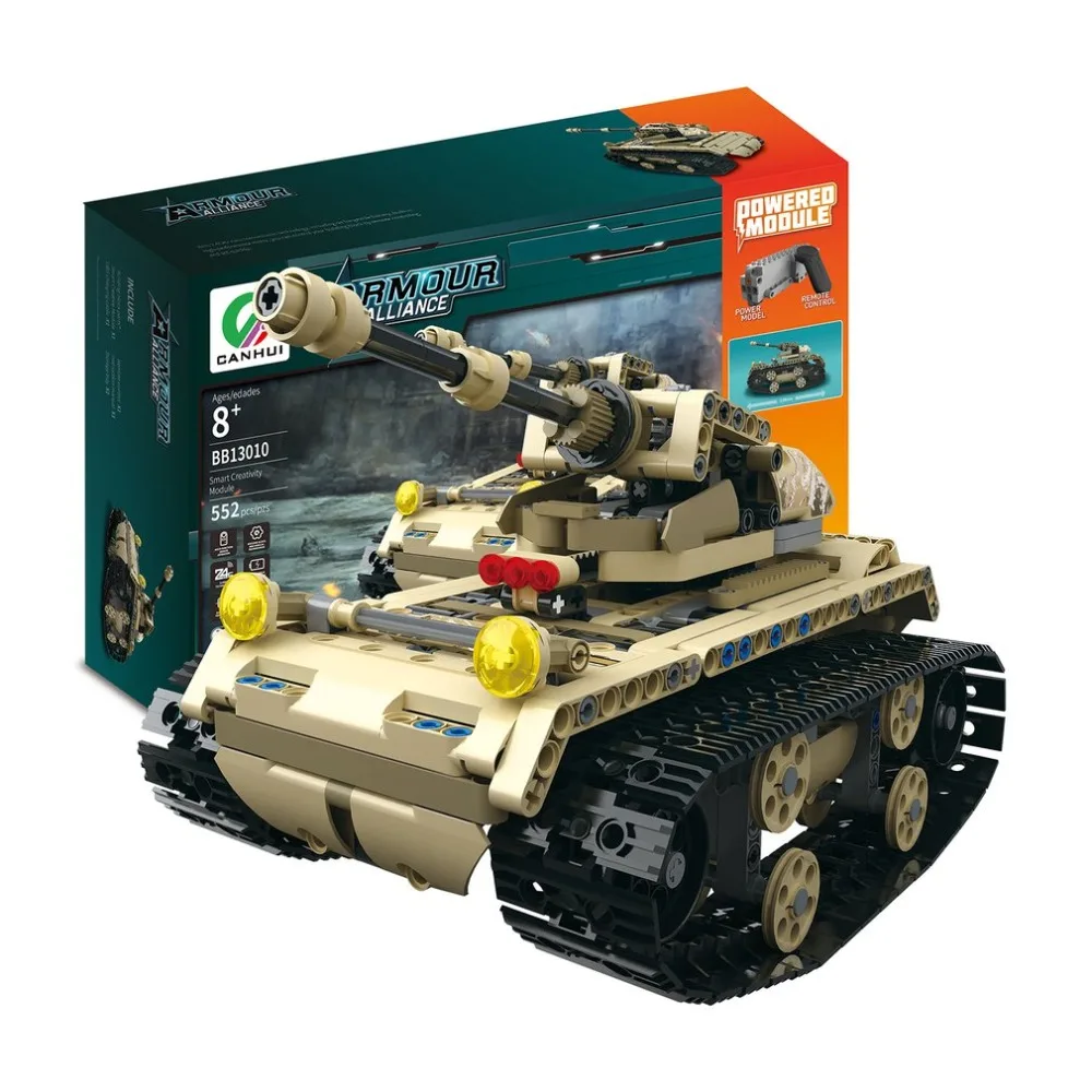

MoFun-13010 2.4G 4H USB Charging Building Block Simulated Light Track Tank 552pcs DIY Electric RC Car Model For Children