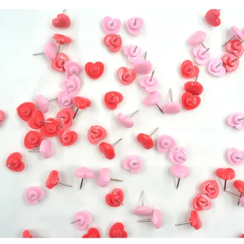 

100 Pcs Push Pins Plastic Decorative Safety Pink Heart Shape Thumbtacks Push Pins for Map Photos Posters Cork Board Calendar