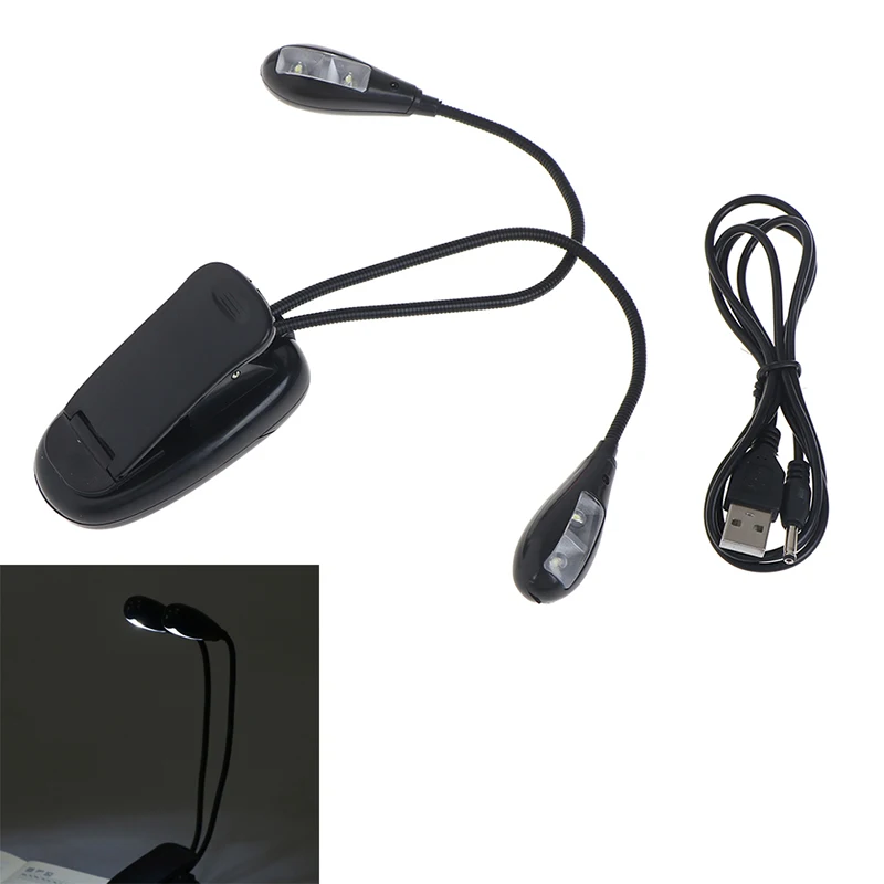 1pc Adjustable Goosenecks Clip On USB LED Lamp For Music Stand And Book Reading Light