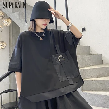 

SuperAen Europe Fashion T-shirt Female Summer New 2020 Harajuku Cotton Women T Shirts Wild Short Sleeve Tops Women Clothing