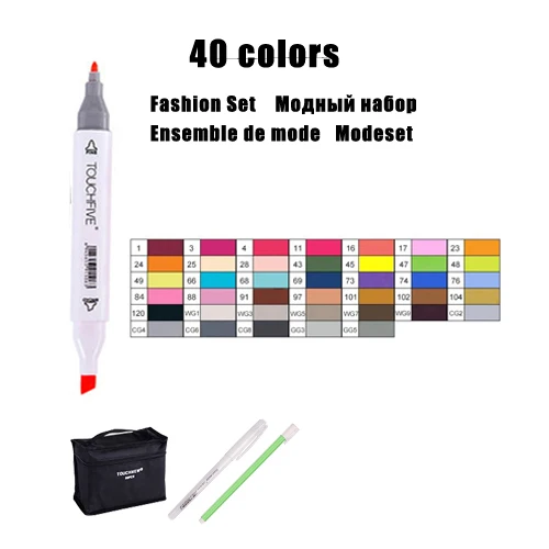 40 Colors white SF Touchfive художественный маркер 30/40/60/80/168 Цвет Набор двойной кончик кисти для рисования манги Краски эскиз спиртовой фломастер для офиса и школы - Цвет: 40 Colors white SF
