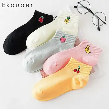

Colorful fruit Invisible Short Woman Sweat summer comfortable cotton girl women's boat socks ankle low female