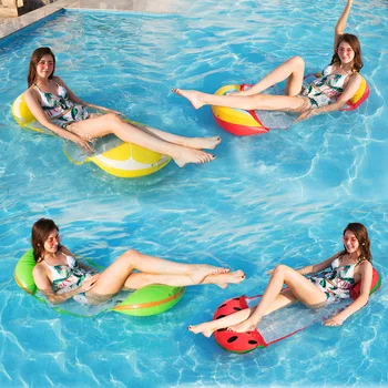 

Wholesale Fruit style Inflatable Floating row Water bed Folding water deck chair with mesh