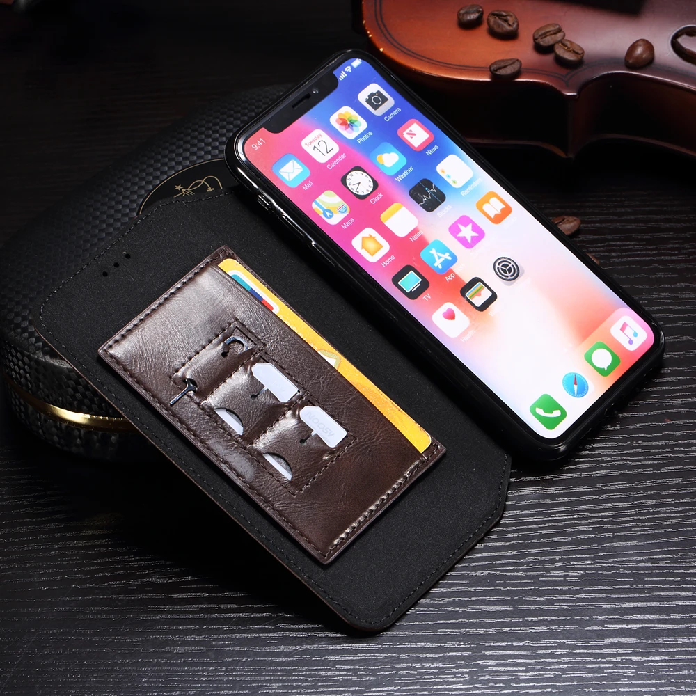 Роскошный противоударный умный флип-чехол из искусственной кожи для iPhone 11 Pro Xs Max Xr X 5 5S SE 6 6S 7 8 Plus