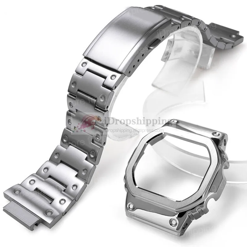 DW 5600 Metal Strap Band 316L Stainless Steel Watchband Case for GW-5000 5035 GW-M5610 5600 Steel Belt Watch Band+ Tools