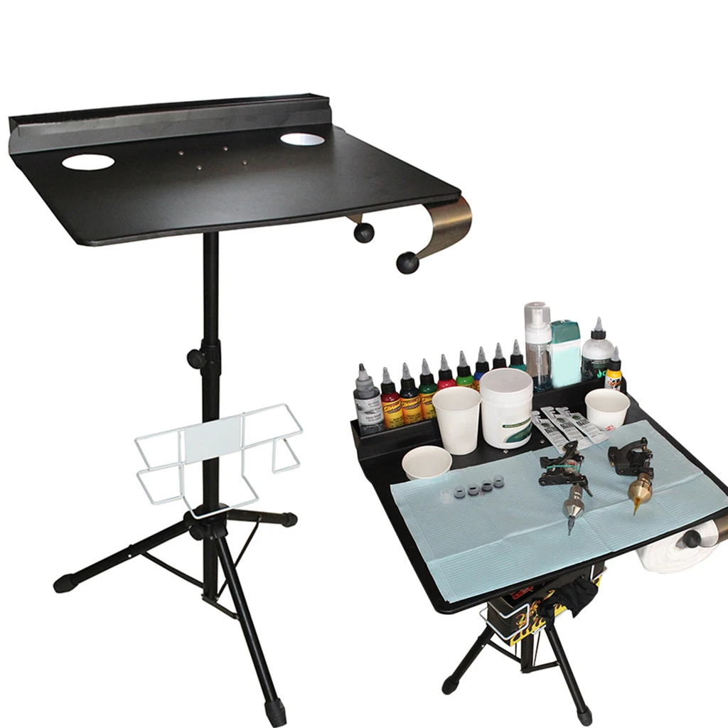 Tattoos Workstation Large Portable Adjustable Stand Height 23-42inch Salon Tattoos Tool Table Detachable Tattoos Table Desk