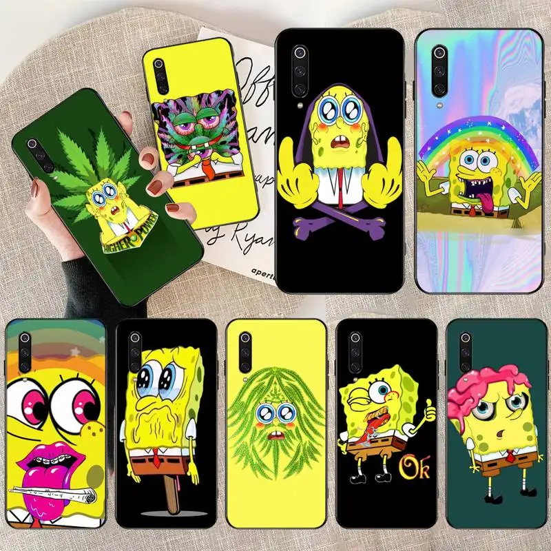 

NBDRUICAI Funny Weed spongebob TPU black Phone Case Cover Hull for Xiaomi Mi9 9SE 8SE Pocophone F1 Mi8 Lite