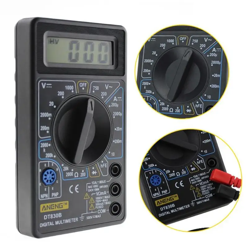 DT830B AC/DC LCD Digital Multimeter 750/1000V Voltmeter Ammeter Ohm Tester High Safety Handheld Meter Multimeter Digital DT830B AC/DC LCD Digital Multimeter 750/1000V Voltmeter Ammeter Ohm Tester High Safety Handheld Meter Multimeter Digital