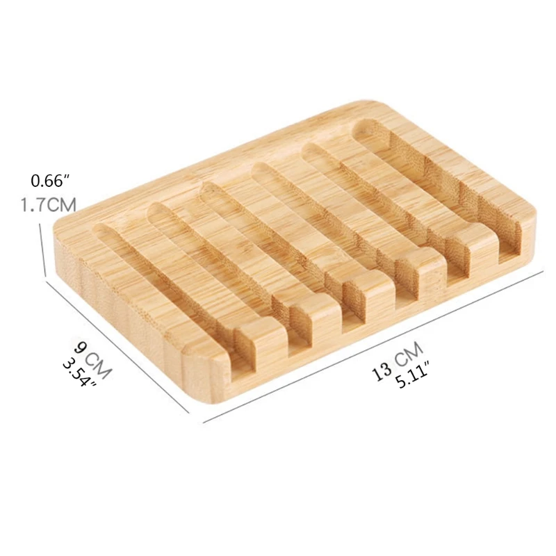 2Pcs/Set Natural Wooden Bamboo Soap Dishes Portable Shower Bar Soap Holder Box Rack Case Waterfall Self Draining Tray