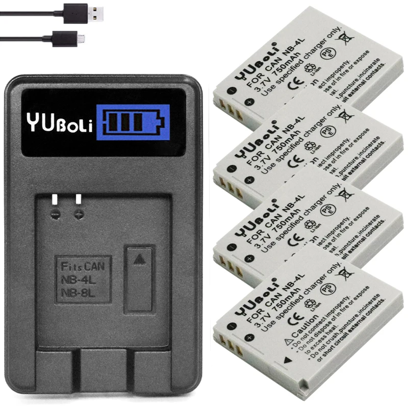 4Pcs bateria NB-4L NB 4L NB4L Li-ion Battery + LCD USB Charger For Canon IXUS 60 65 80 75 100 I20 110 115 120 130 IS 117 220 225 |