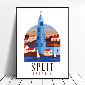

Retro Vintage Split Art Canvas Poster Home Decoration Painting No Frame
