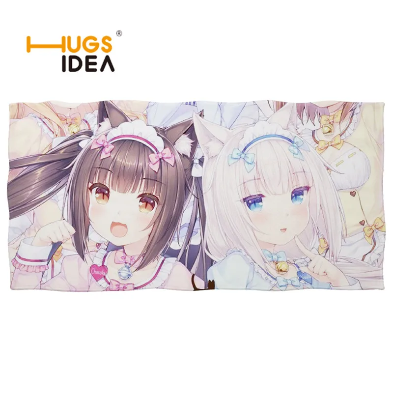 Пляжное полотенце с изображением аниме некопара чоколы и ванили банное для детей