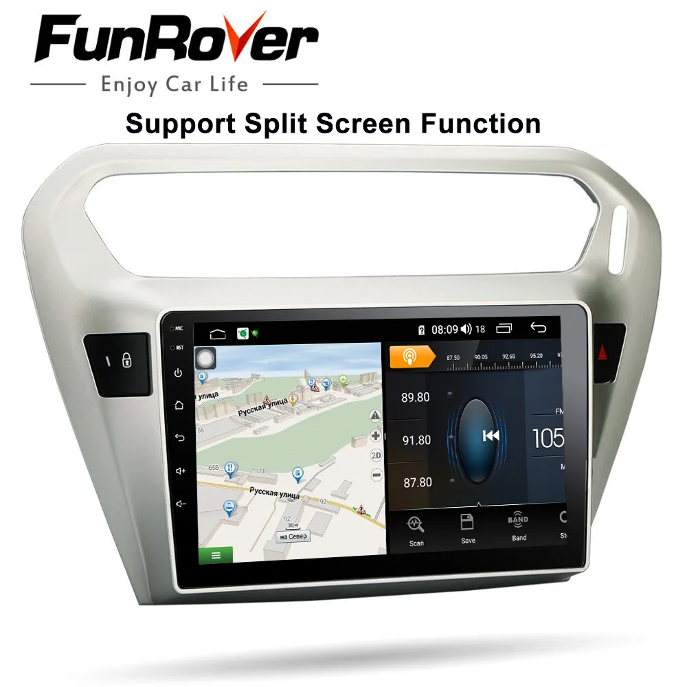FUNROVER 2.5D ips 4G+ 64G Android9.0 автомобильный Радио мультимедийный плеер навигация gps для peugeot 301 Citroen Elysee- 2din dvd