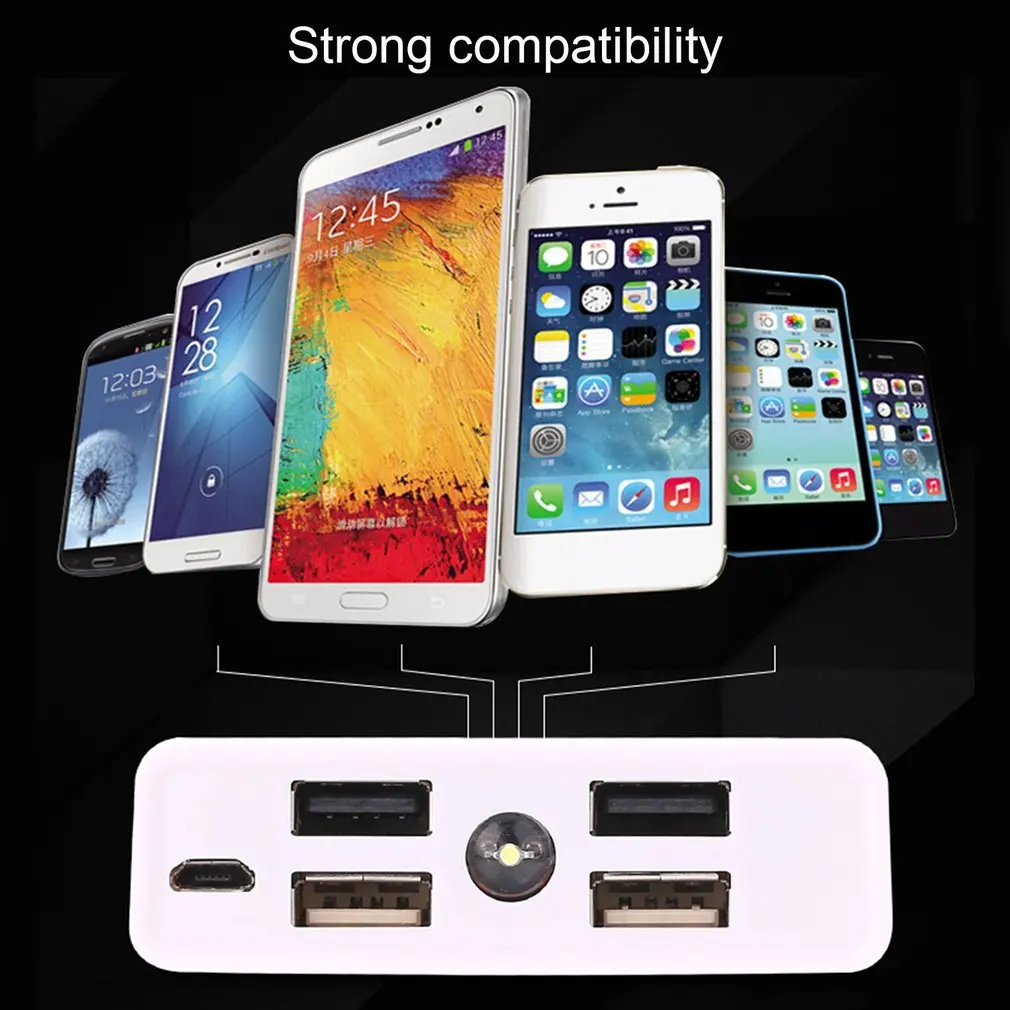 Внешний аккумулятор, светодиодный светильник, 4 usb порта, цифровой дисплей, сделай сам, сварочный внешний аккумулятор, комплекты, питание от 6x18650 батарей