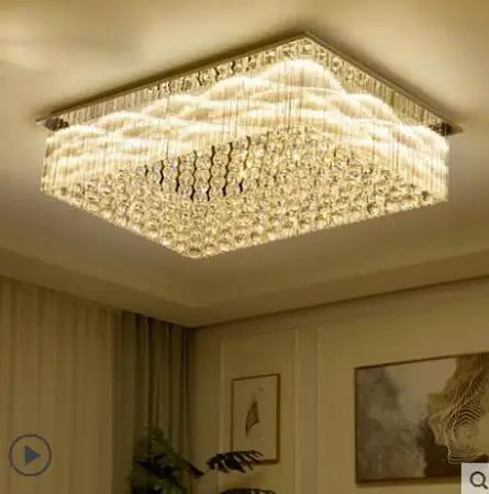 Crystal lamp living room ceiling lamp rectangular modern minimalist atmosphere home hall bedroom restaurant room lamp led lamps