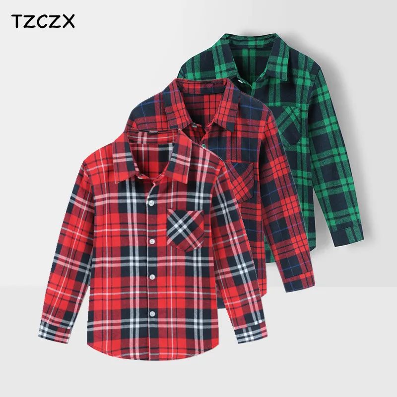 Lowered Boys Shirts Plaid Flannel Kids Children Casual Classic for 2-8-Years Wear Hot-Sale Q5X5ar3w