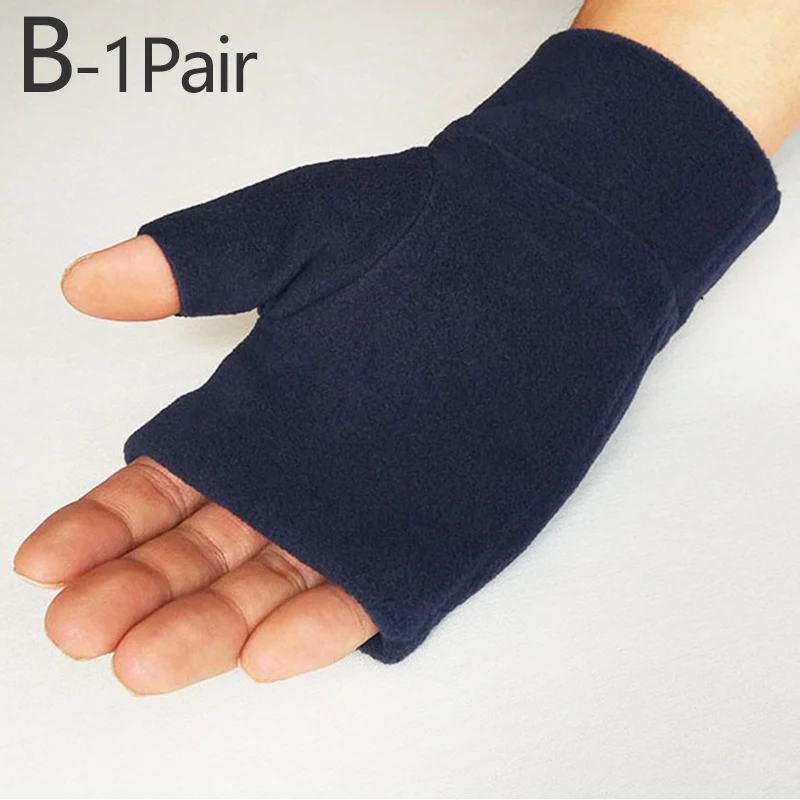 Winter Unisex Half Finger Running Gloves Man Women Fleece Touch Screen Fingerless Warm Mittens Windproof Velvet Driving Gloves max grip gloves Gloves & Mittens