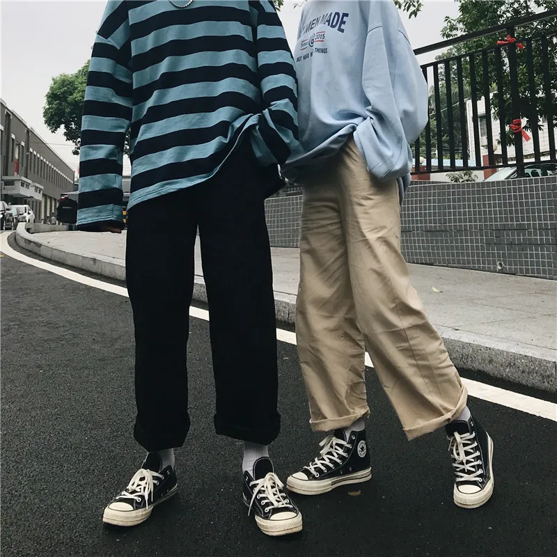 Harajuku новая демисезонная уличная одежда женские брюки женские мужские повседневные однотонные брюки с большим карманом Высокая талия свободные брюки mujer
