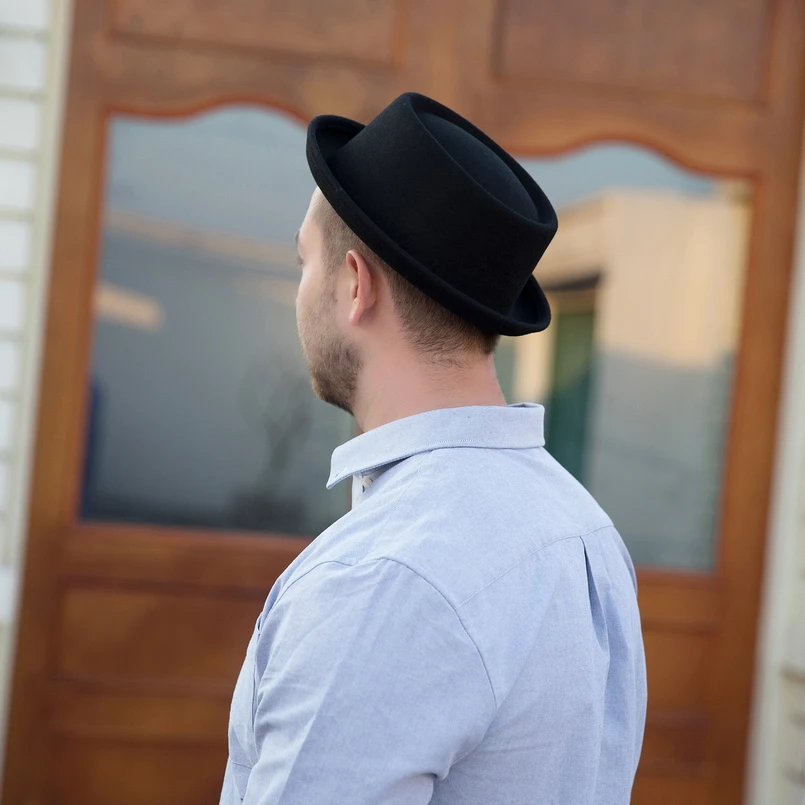 para homens e mulheres, vestido curvo Fedora, 100% lã, outono, inverno