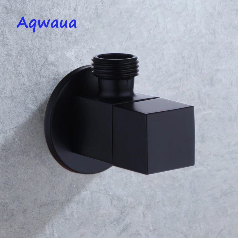 Черный угловой клапан Aqwaua для смесителя латунный отводной унитаза соединитель