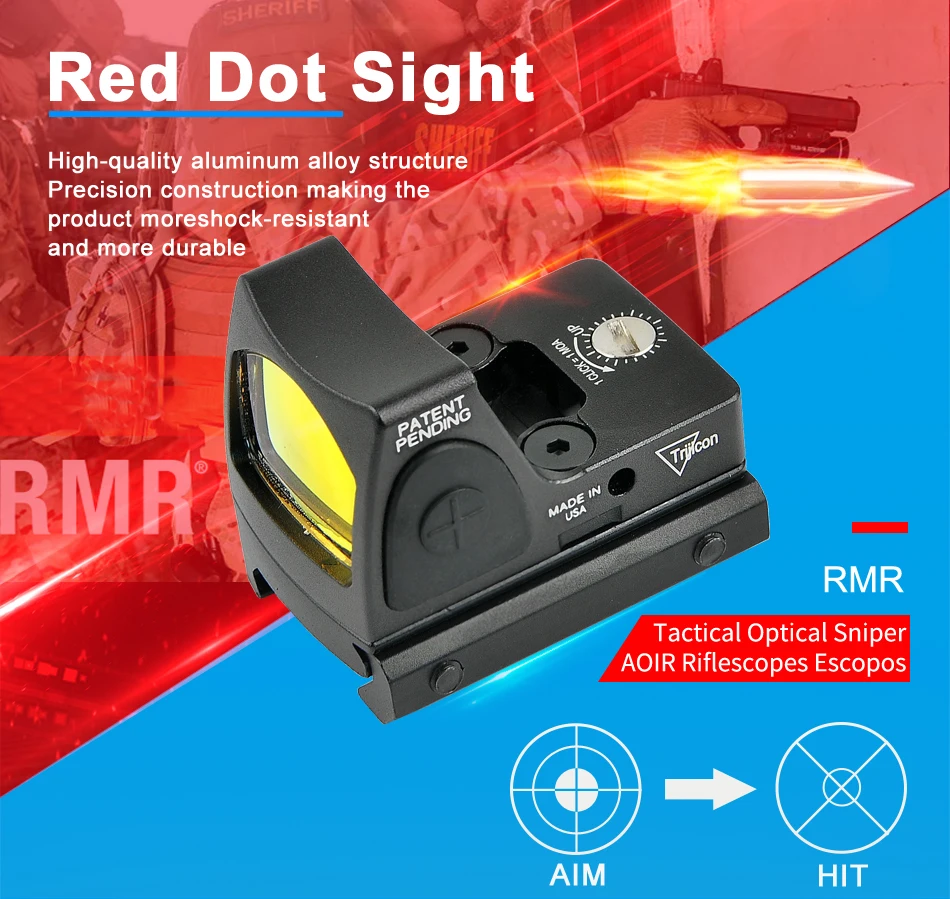 Охотничья винтовка мини RMR Reflex Red Dot прицел коллиматор Глок охотничьи прицелы охотничий пистолет подходит 20 мм Pictinny Rai