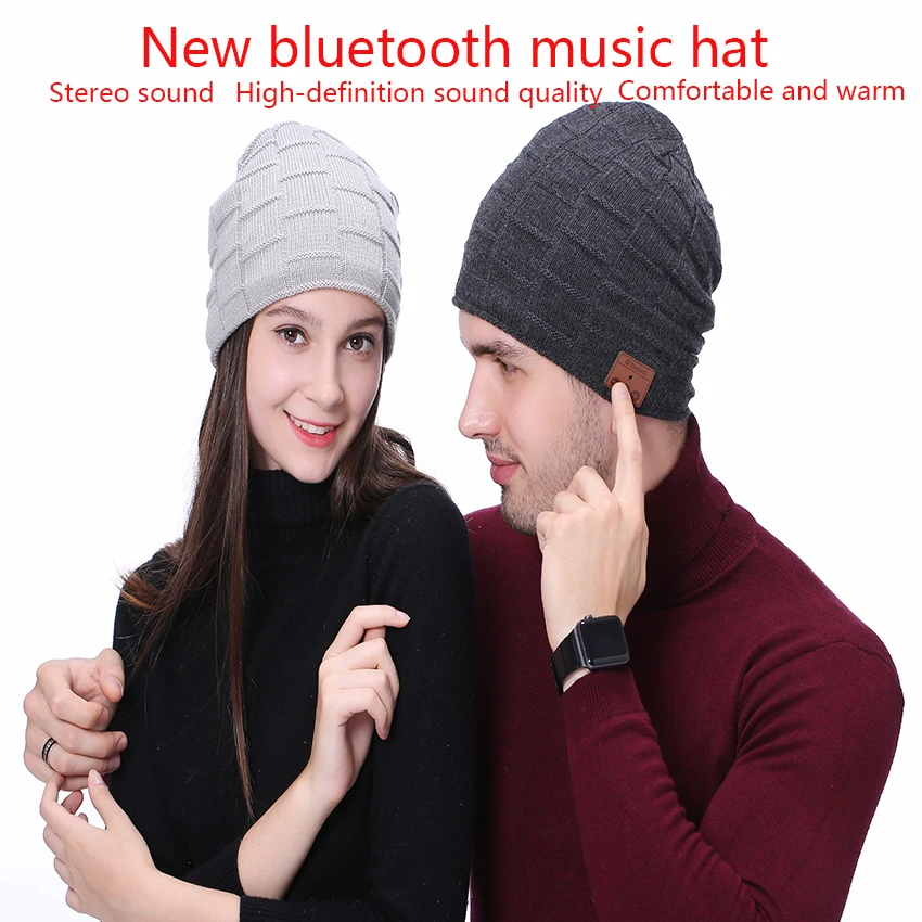 Новые умные Bluetooth наушники беспроводные музыкальная шапка унисекс теплая